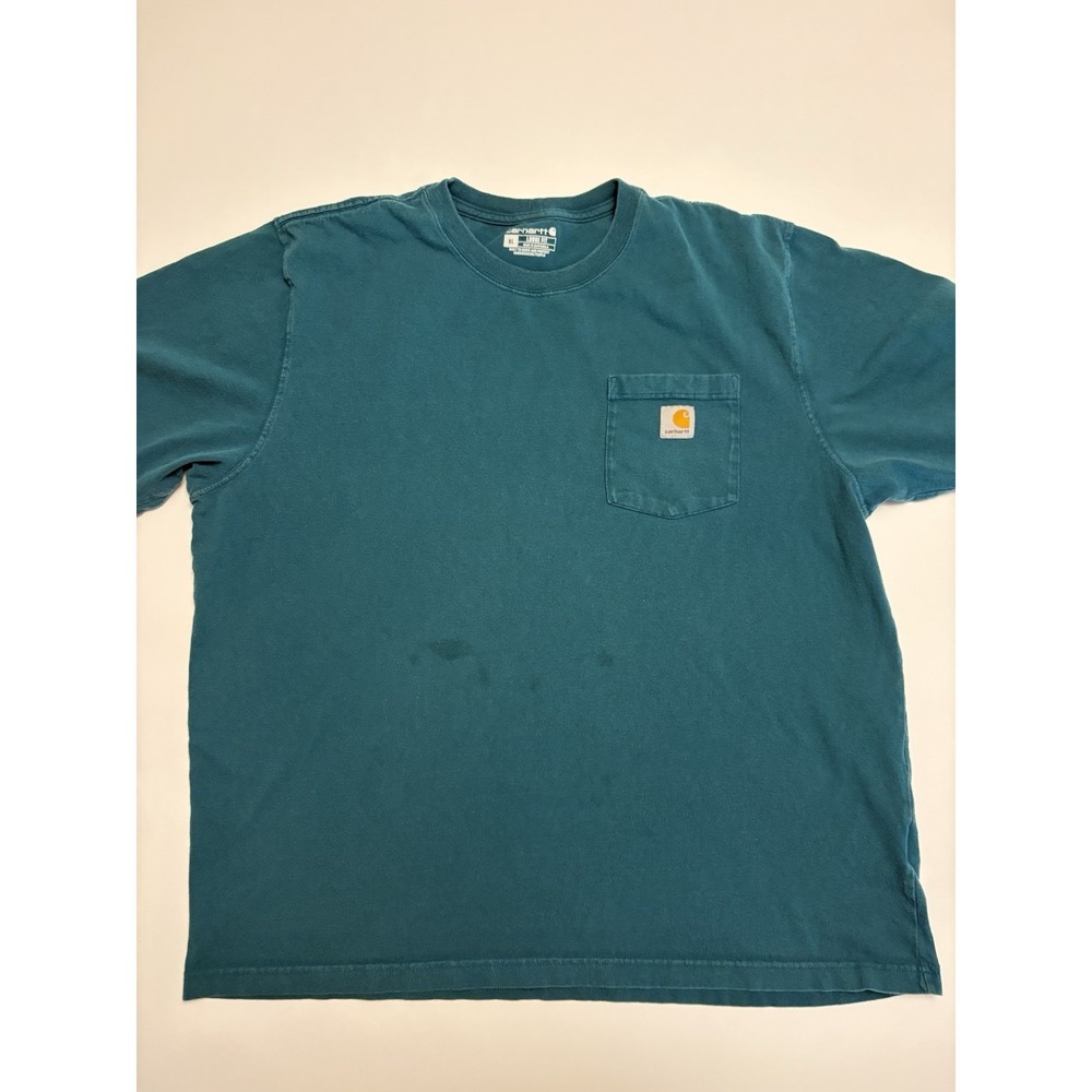 Carhartt Loose Fit Pocket T Shirt Men XL Teal Blue Heavyweight Workwear Tee